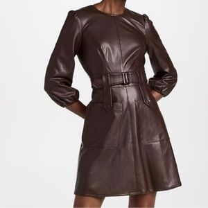 ✨ Shoshanna Faux Leather Belted Dress – Size 12 ✨